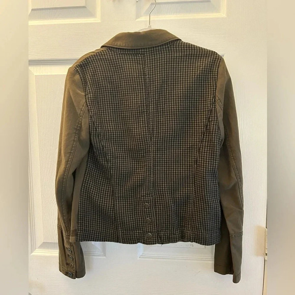 ! Anthropologie Hei Hei Green Double-Breasted Checker Print Military Jacket - Picture 2 of 6